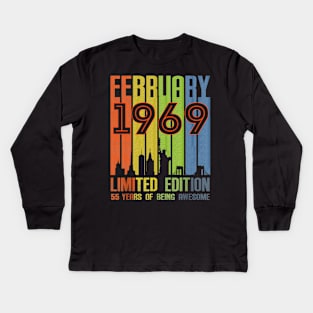 February 1969 55 Years Of Being Awesome Limited Edition Kids Long Sleeve T-Shirt